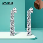 FEOBUR 2.8CT Full Moissanite Drop Earrings for Women Original 925 Sterling Silver Tassel Dangle Earrings Bridal Fine Jewelry