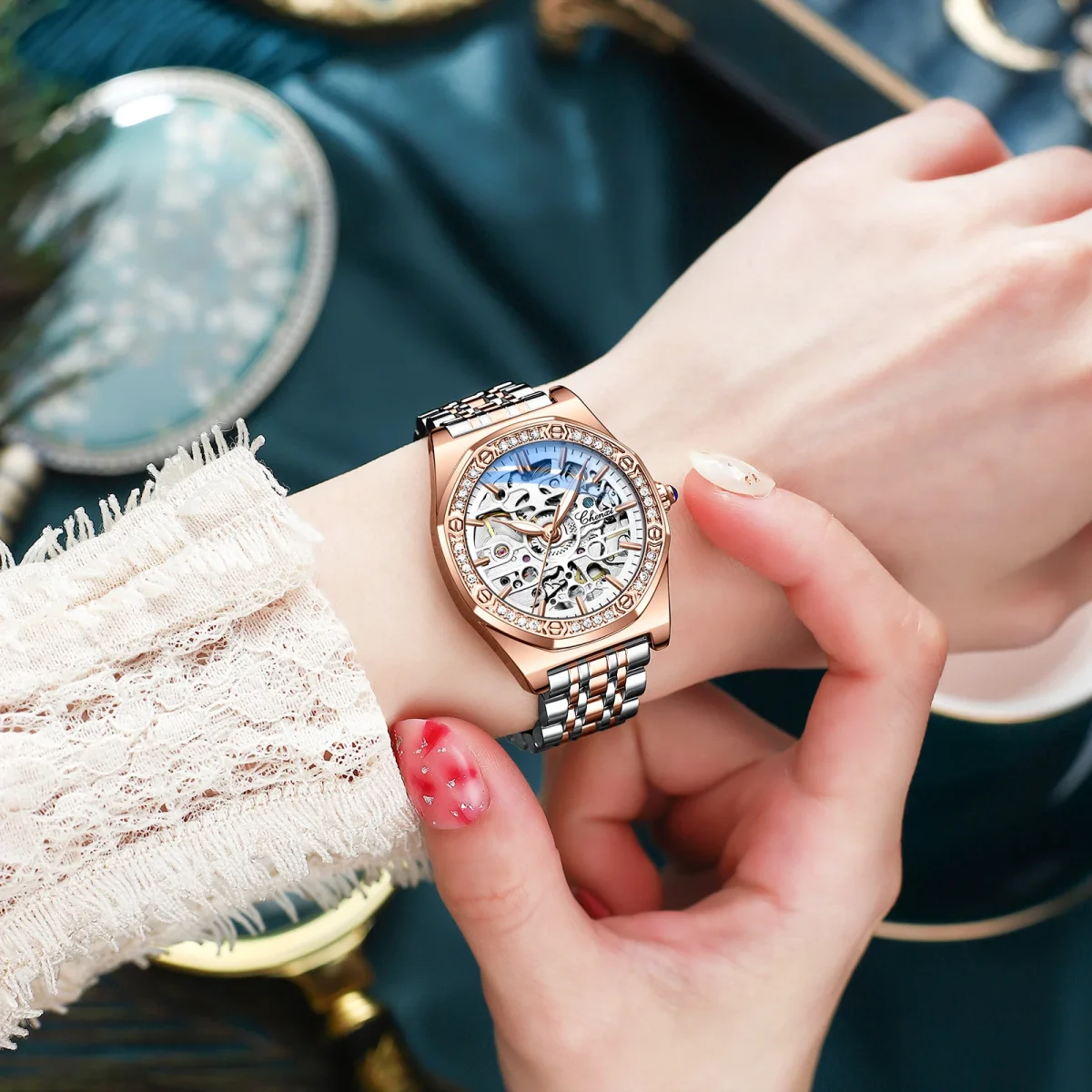 CHENXI 8848L Tiktok The Same Ladies Fashion Hollowed Automaton Waterproof Night Automatic Man Mechanical Watch Mainland China - Image 4