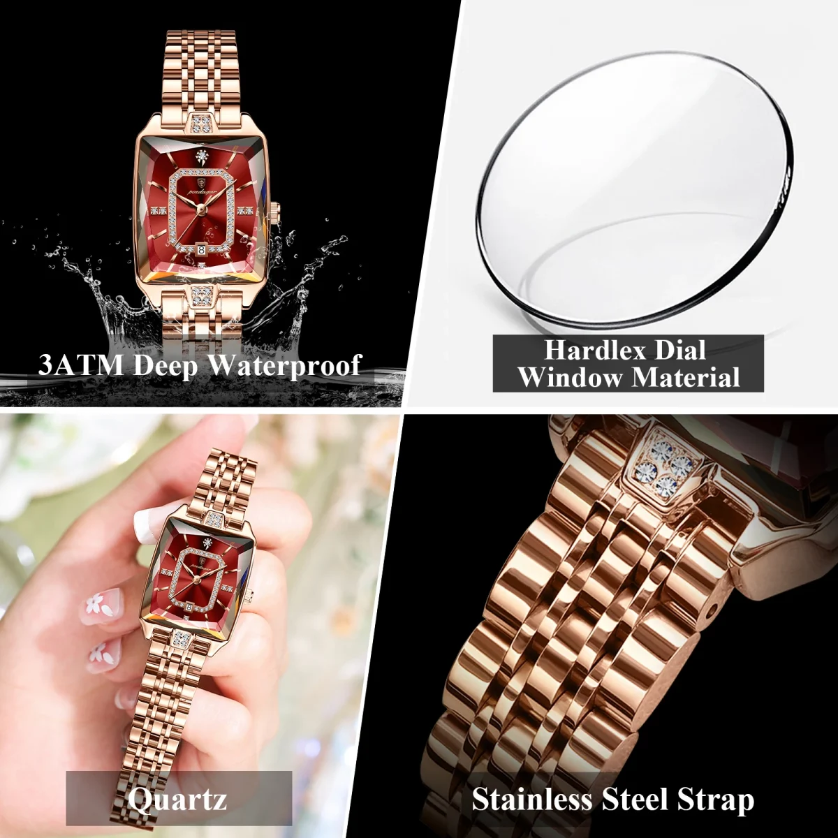 POEDAGAR Top Elegant Women Wristwatch Waterproof Date Ladies Watch Stainless Steel Rectangle Quartz Women's Watches Female Reloj - Image 4