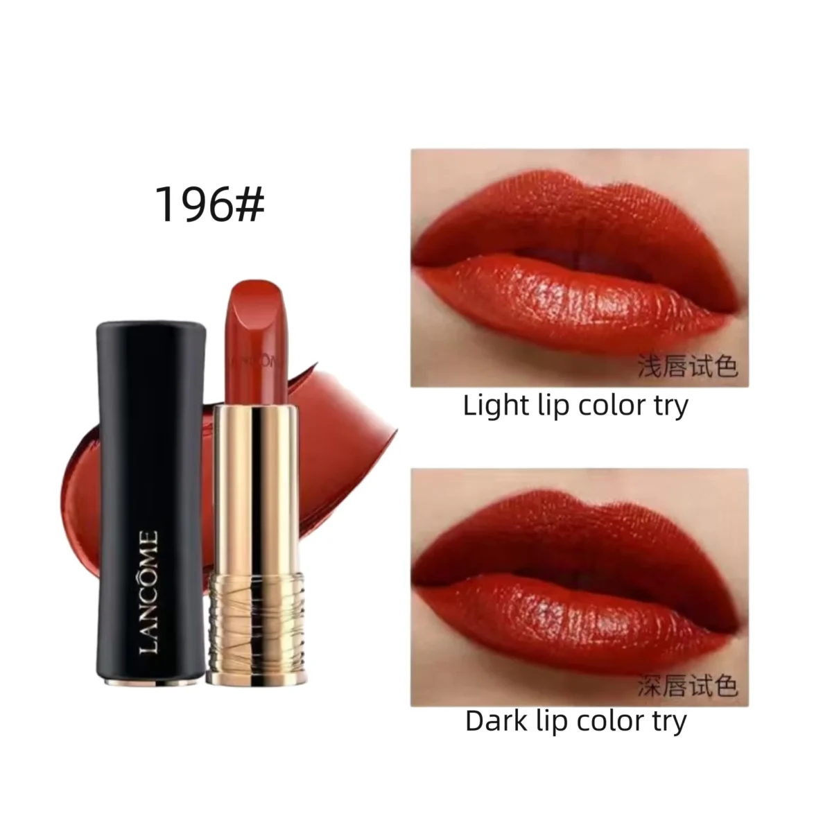 kf-S28dfb42404f74a279bfa582b4582e1d2o Lancome 196# Matte Lipstick Waterproof Long Lasting Non-Stick Cup Makeup Lip Tint Mud Cosmetic - Image 1