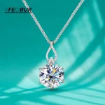 Luxury 6ct 8ct Moissanite Pendant Necklace Women 925 Sterling Silver Plated 18K White Gold Sparkling Round Diamond Neck Chain