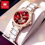 OLEVS 7001 Luxury Mechanical Watch for Women Ceramic Strap Waterproof Woman Wristwatch Original