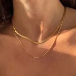 New 2024 Stainless steel Double layered stacking chain necklace Women Woman's Choker jewelry necklace for women