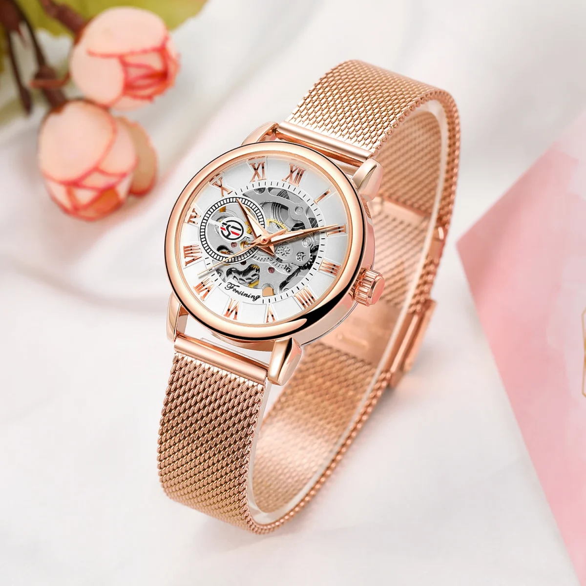 kf-S532b556e5d45436f9c4503703cbdc07eN 2024 High End Luxury Brands Steel Skeleton Mechanical Woman Watch Ladies Watches Stainless Steel Fashion Women's Wristwatch - Image 1