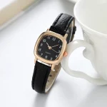 Women's Watch Fashion Square Small Arabic Quartz Watches Leather Band Wristwatches