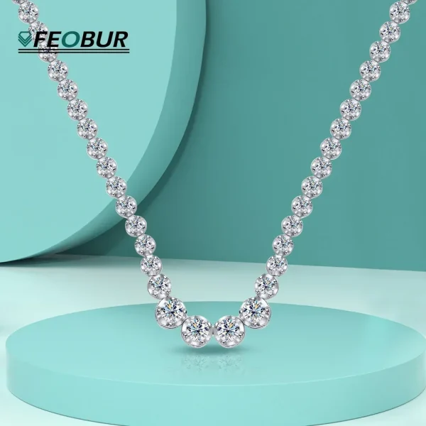 1.2ct Moissanite Tennis Choker Necklace for Women Certified Original 925 Sterling Silver Diamond Clavicle Chain Jewelry Gift